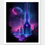 neon city night landscape ai art