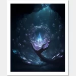 a hand holding a sacred crystal ai art