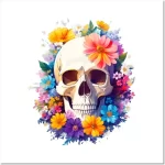 yet another skull with flowers 2! watercolor ai art