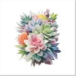 succulents in watercolor style ai art