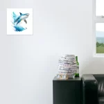 jumping shark in watercolor style ai art