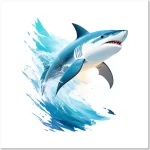 jumping shark in watercolor style ai art