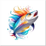 crazy fish in watercolor style ai art