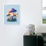 colorful mushrooms in watercolor style ai art
