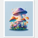 colorful mushrooms in watercolor style ai art