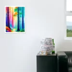 psychodelic forest in watercolor style ai art